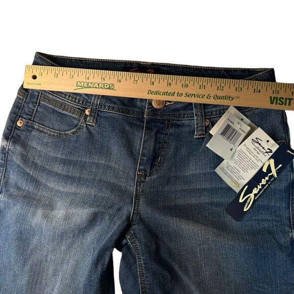 Seven7 Bermuda Denim Shorts Women Size 4 Blue Stretch Whiskers nwt - Picture 9 of 13
